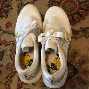 Adidas Yellow Floral Sneakers 6.5